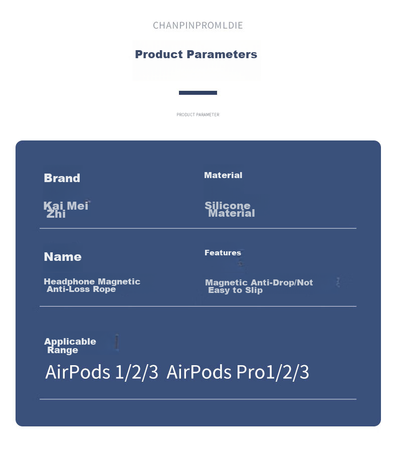 Магнитный противоскользящий ремешок KMaxAI для Apple AirPods 4/3/2 Pro, для беспроводных наушников, черный