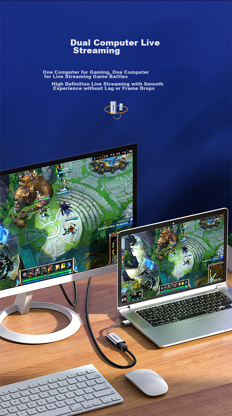Видеозахват SAMZHE CJQ-015B, HDMI Female на USB, для PS4/NS, ноутбуков и смартфонов, потоковое видео, 1080P