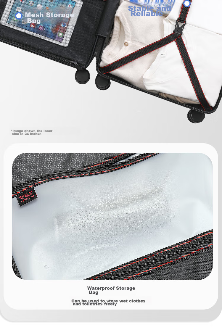 Чемодан Vantiiear USB Charging Suitcase с подстаканником, маленький багаж для ручной клади для мужчин и женщин, дорожный чемодан с кодовым замком, белый, 20 дюймов