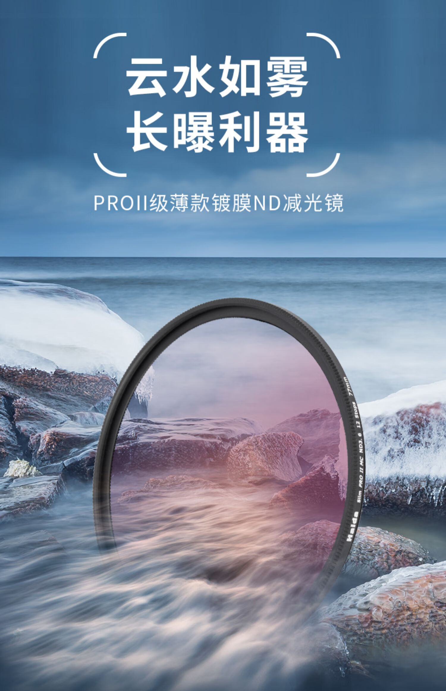 Нейтрально-серый фильтр Haida Slim PROII Series 49 мм ND1.8 (64x), многослойное покрытие, для объективов Canon, Nikon, Sony, Fuji