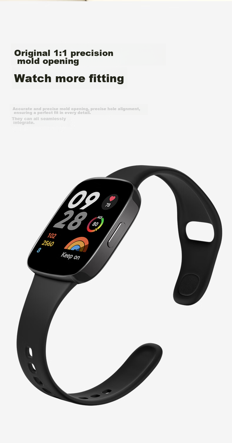 Ремешок CangHua для Xiaomi Redmi Watch 3, спортивный, водонепроницаемый, дышащий, силиконовый, черный