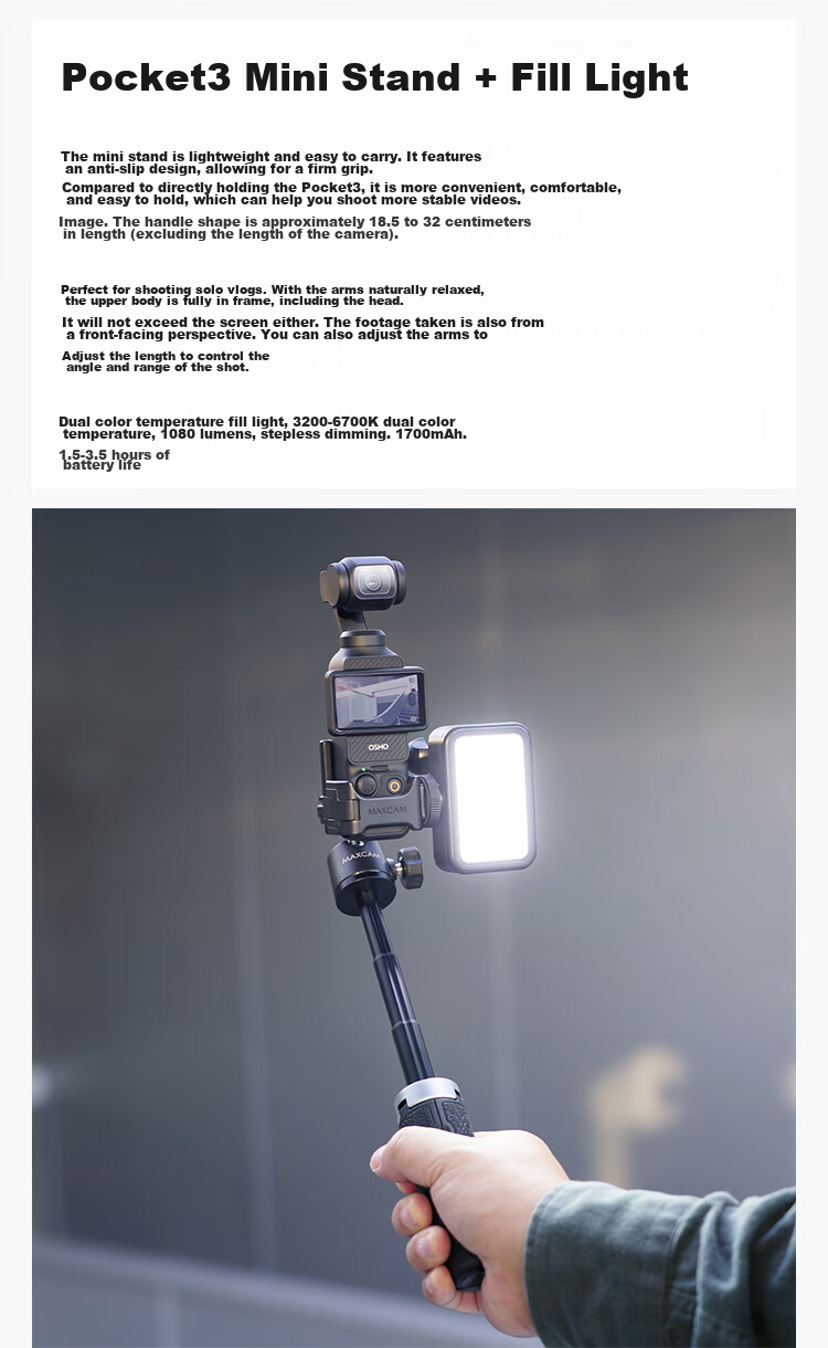 MAXCAM, портативный селфи-штатив для DJI Osmo Pocket 3, настольная подставка для видеоблогов, аксессуар