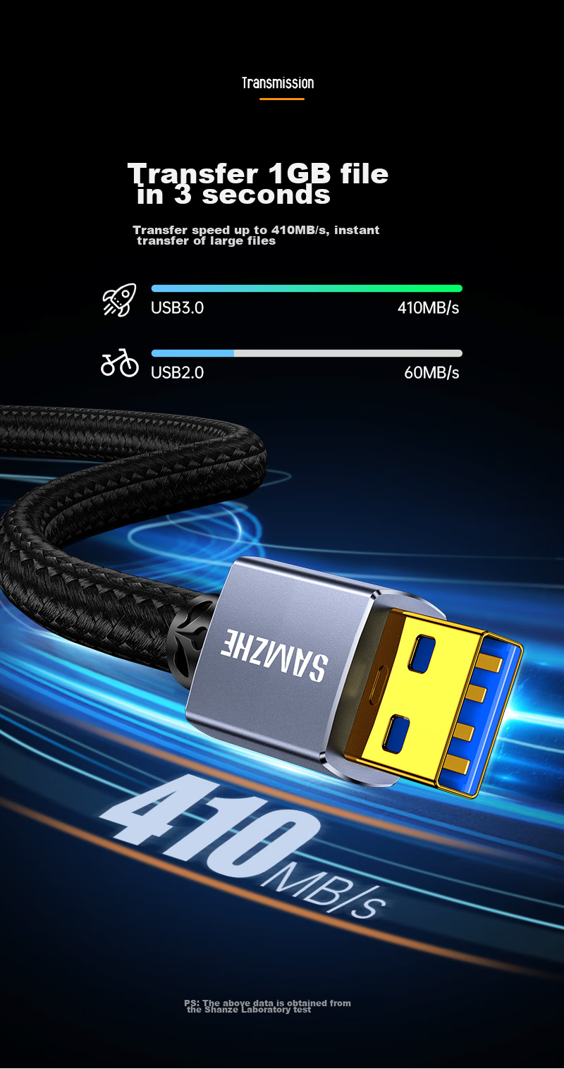 Кабель SAMZHE Dual-Head USB 3.0 Male to Male, 1 метр, LKU-10