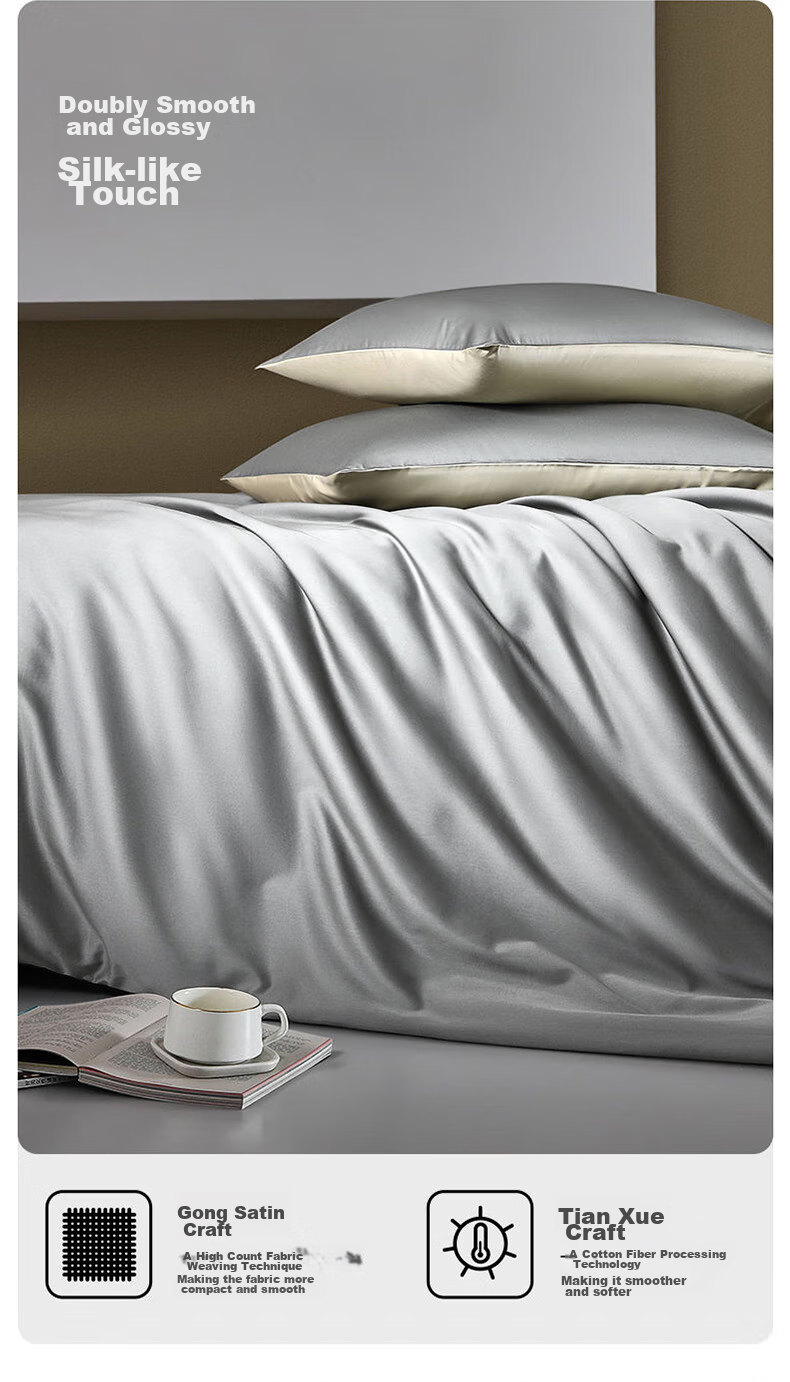 Комплект постельного белья LOVO Luolai, Luxury 100S Long-Staple Cotton Sateen, 4 предмета, хлопок, 1.5 метра, версия JINGDONG