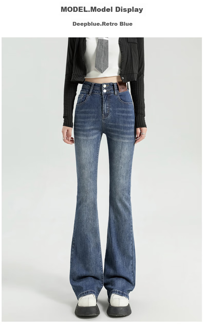 Джинсы Jeanswest женские, осенний винтажный стиль, модные, слегка расклешенные, с высокой талией, черные, размер M