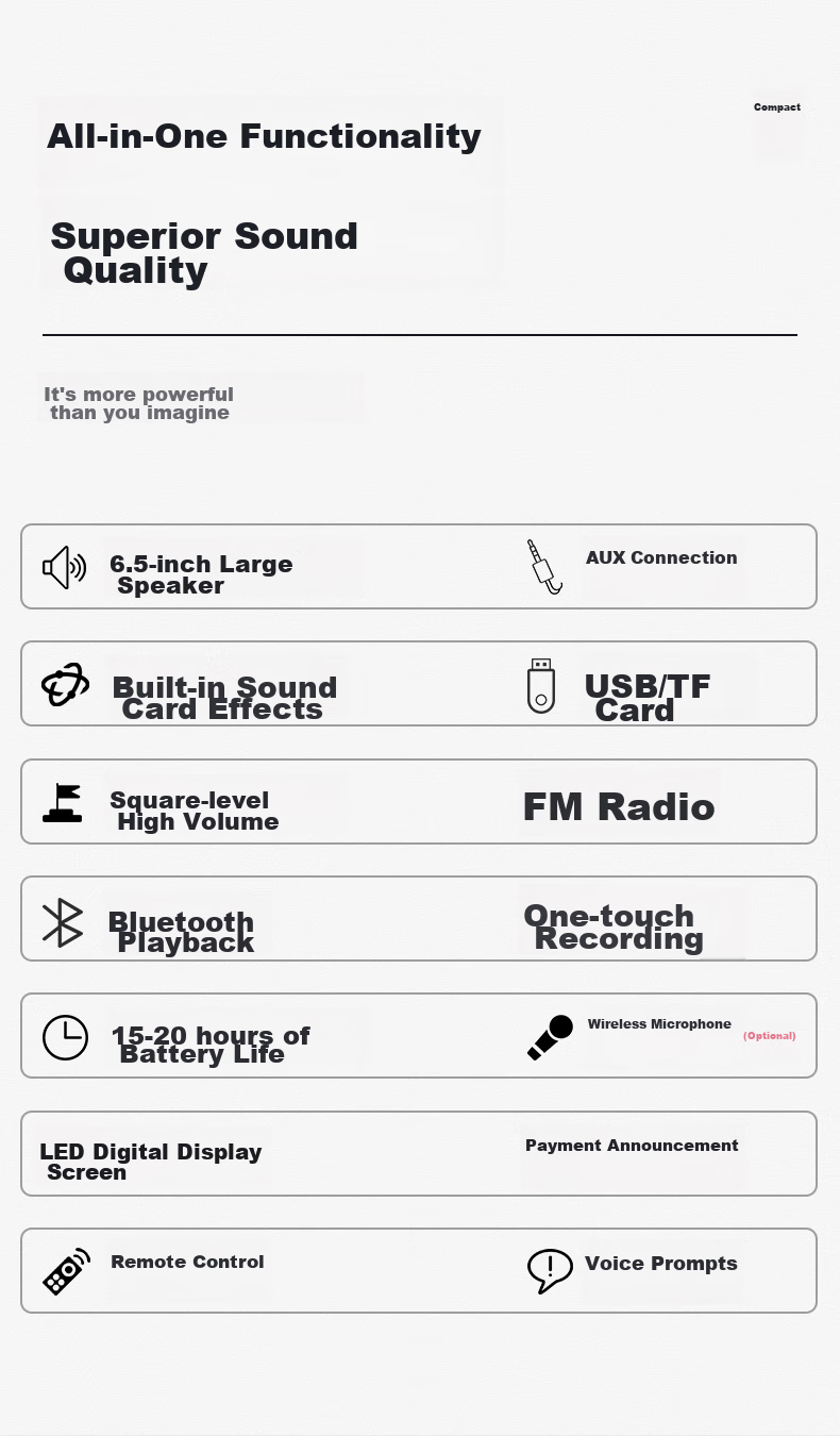 Портативная колонка Newmine K99, беспроводная, Bluetooth 5.0, с микрофоном, 17 Вт, 4000 мАч, 6.5 дюймов, черный