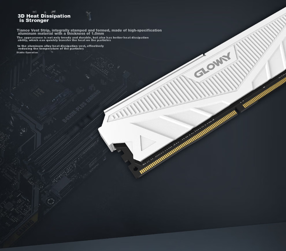 Комплект оперативной памяти Gloway Tianche DDR4, 32 ГБ (2x16 ГБ), 3200 МГц, CL18, радиатор, цвет белый