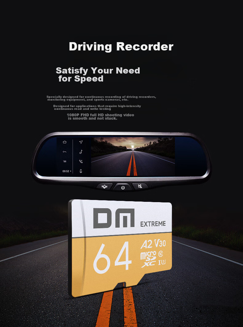 Карта памяти DM Gold Card A2 V30, 64 ГБ, TF (MicroSD), для игровых телефонов, видеорегистраторов, камер наблюдения, высокоскоростная внутренняя карта памяти