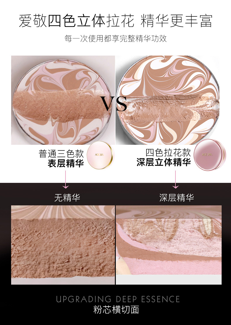 Aekyung Age 20's爱敬韩国进口气垫BB霜四色拉花遮瑕大师13号白皙色SPF50+14g/只*2