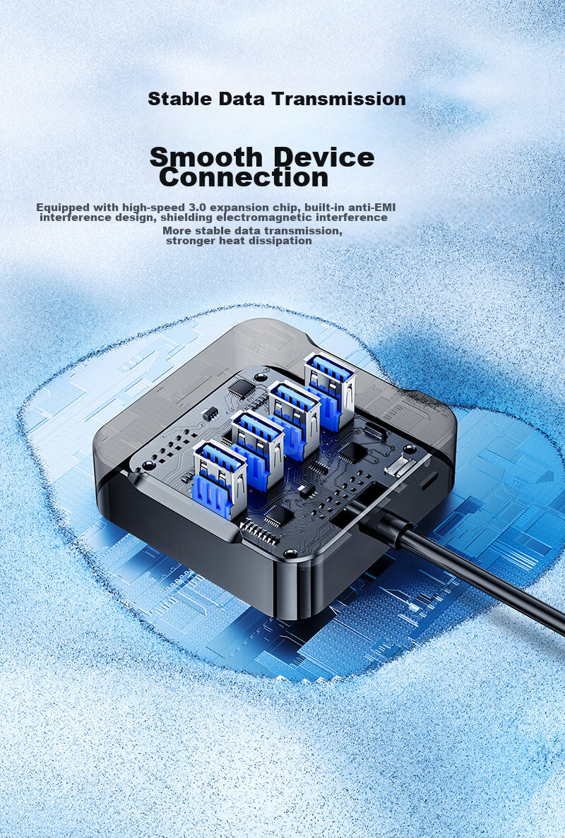 USB-хаб SAMZHE HUB02, 4 порта USB 3.0, высокоскоростной, черный, 1.5 метра