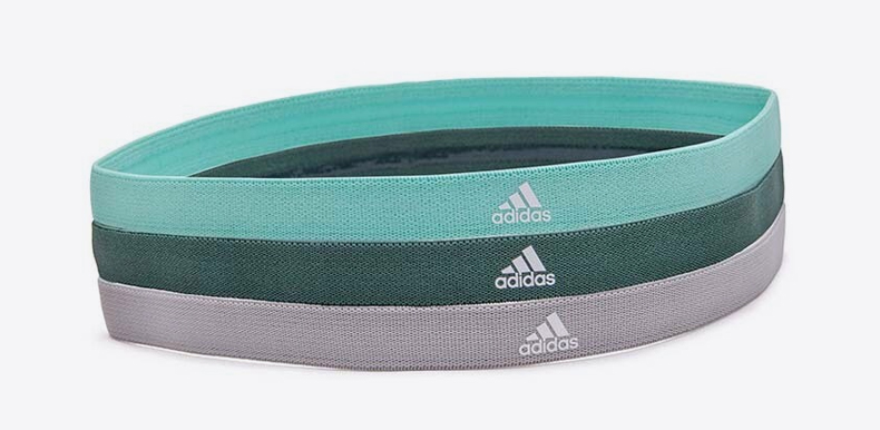 165751-阿迪达斯(adidas)发带运动头带女止汗带护额束发箍健身发带瑜伽束发带吸汗橡皮筋细窄组合3条套装 灰灰青ADAC-16202-详情图