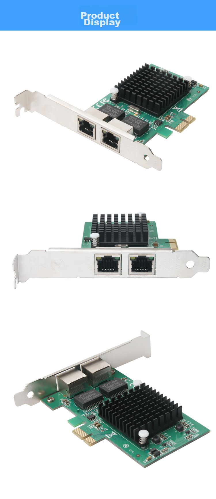 Сетевая карта MOGE MC2254, PCIe Gigabit, двухпортовая, на чипе Intel 82576