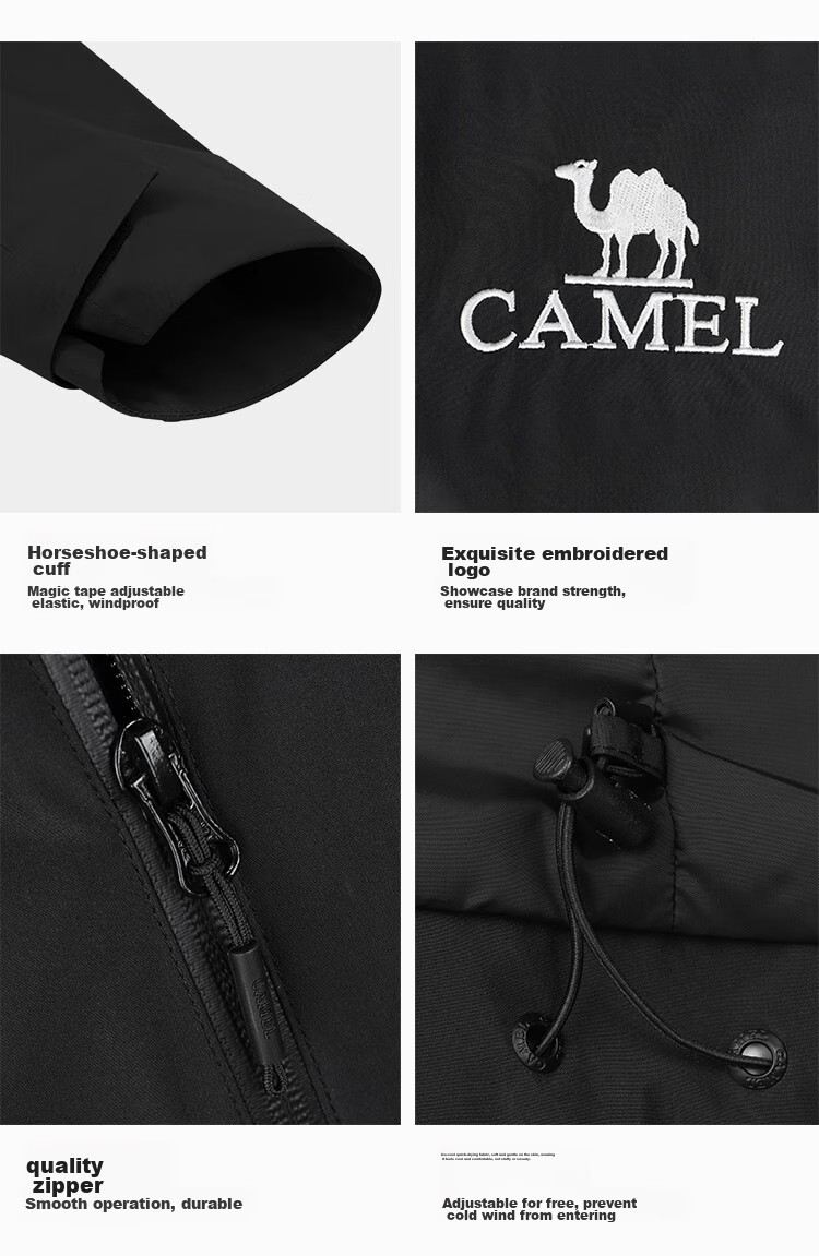 CAMEL [Yushen] мужская однослойная ветровка для активного отдыха, с проклеенными швами, ветрозащитная и водонепроницаемая, для пеших и альпинистских походов, размер S, цвет черный