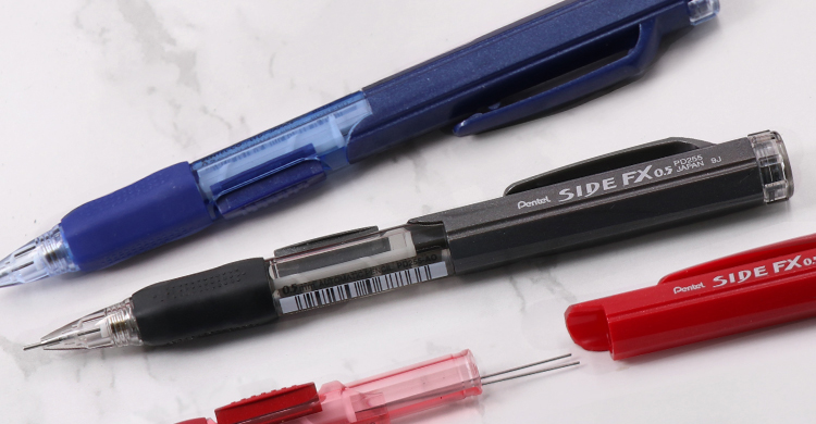 Механический карандаш Pentel PD255, 0.5 мм, черный, для студентов, с ластиком