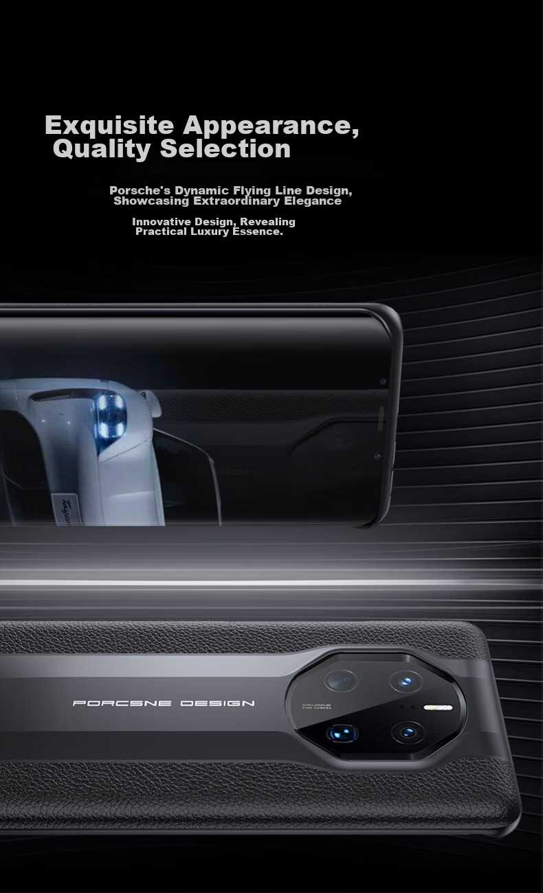 Чехол Porsche Design для Huawei Mate50 RS / Mate50 Porsche Edition, классическая версия, натуральная кожа, ультратонкий, полное покрытие, ударопрочный, элегантный черный
