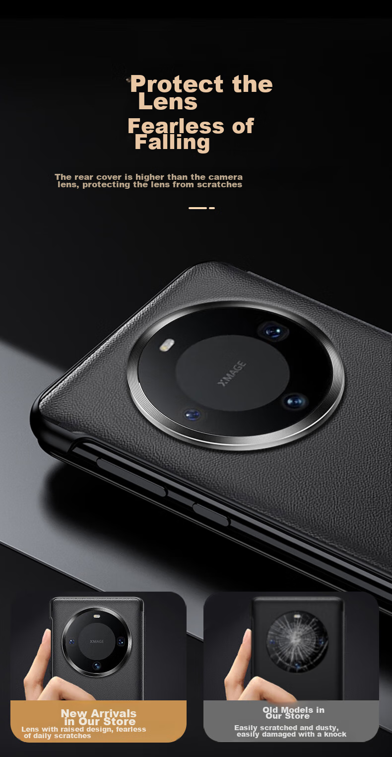 Чехол-книжка KOOLIFE из натуральной кожи для Huawei Mate60 Pro, с окном для просмотра уведомлений, противоударный, бизнес-стиль, черный