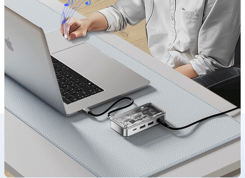 Многофункциональный USB-C хаб ORICO TM10-7P, 7-в-1, HDMI 4K@60Hz, 2.5G Ethernet, PD 100W, USB 10Gbps, аудиоразъем 3.5мм, алюминиевый сплав, серый