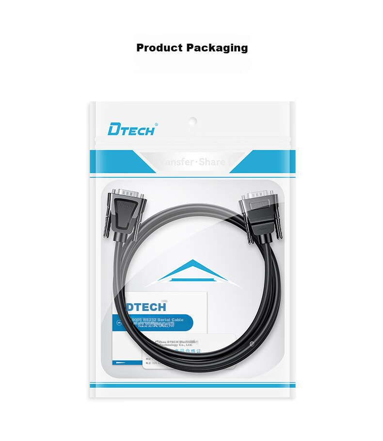 Кабель DTECH RS232 Serial Cable, DB9 Male to Male, COM Port, 2 метра, DT-9005A