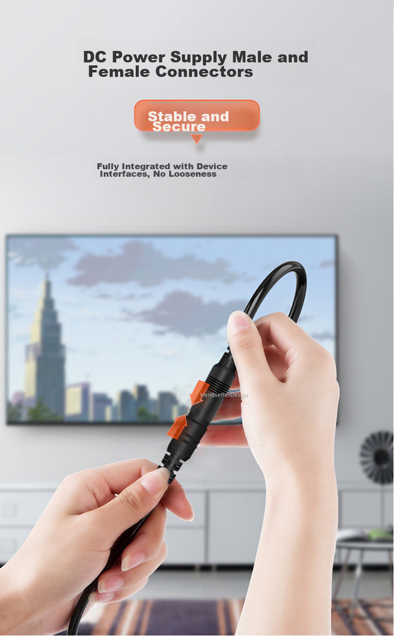 Кабель питания Chaofan для камер видеонаблюдения Hikvision, Dahua, Pulin, TP-Link, Xiaomi, DC12V, удлинитель, 3 метра, черный