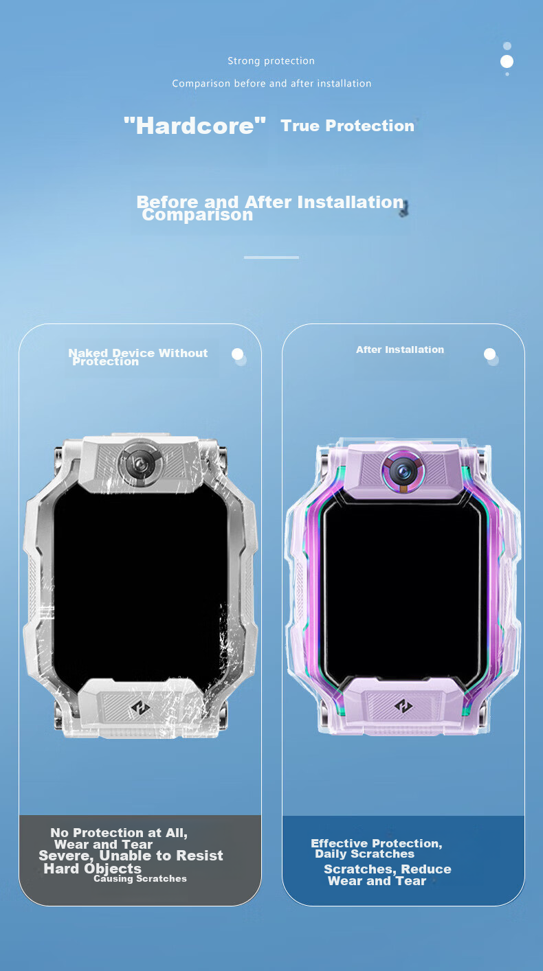 Защитный чехол Iboann для детских смарт-часов Xiaotianc Z7/Z7A/Z7S, прозрачный TPU, противоударный, с защитой экрана