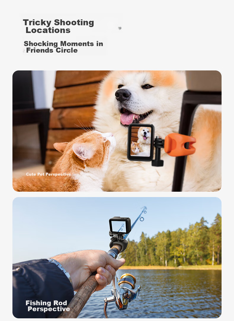 Крепление TELESIN для GoPro, Insta360, DJI Action 6/5 Pro, руль велосипеда, мотоцикла, гибкий кронштейн
