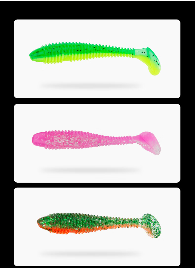 Набор мягких приманок Kemailei Lure 2# с изогнутым крючком и Т-образным хвостом, искусственная приманка для дальнего заброса, мягкая червеобразная приманка для спиннинга