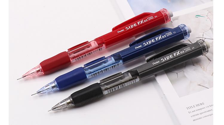 Механический карандаш Pentel PD255, 0.5 мм, черный, для студентов, с ластиком