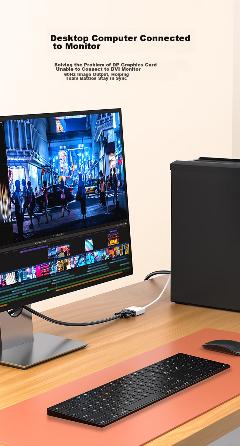 Адаптер SAMZHE ZJX-170, DisplayPort на DVI (Female), 1080P, белый