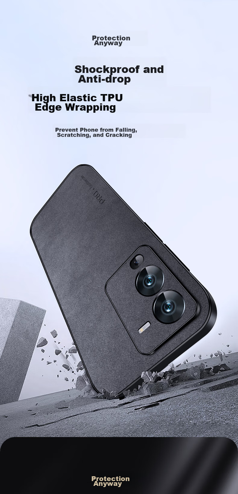 Чехол для телефона Shangsu для Vivo S15, противоударный, защита камеры, силиконовый, серый, деловой стиль