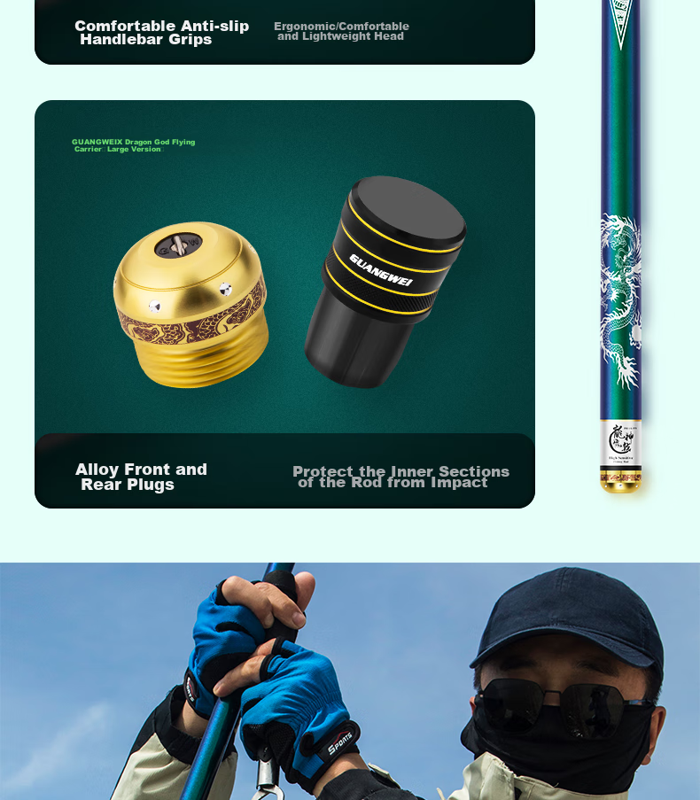 Удилище GW Dragon God Spearhead Big Fish Edition, 9 метров, 19 секций, легкое, для ловли крупной рыбы в озерах и водохранилищах, карповое удилище