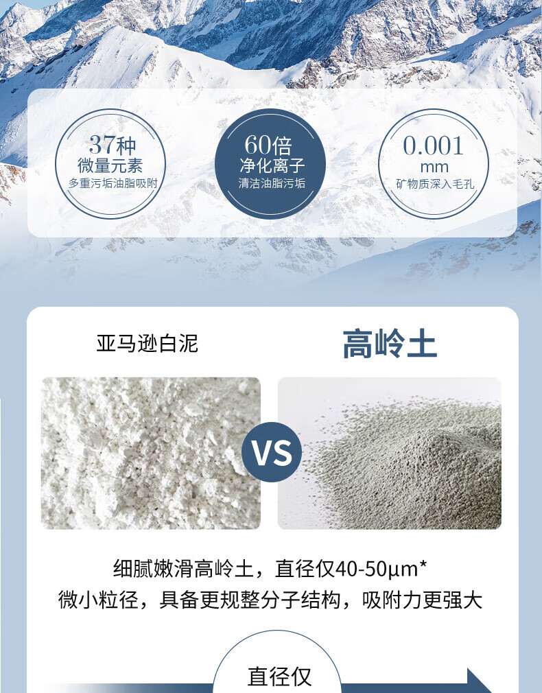 beauty notes清洁泥膜亚马逊白泥清洁面膜黑头收缩毛孔粗大补水100g