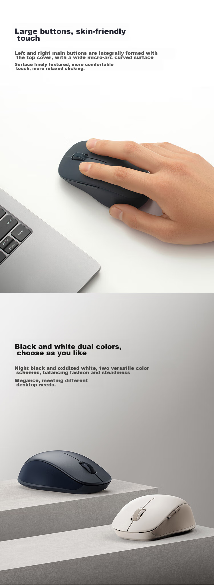 MI Wireless Bluetooth Dual-Mode Mouse 2, окисленный белый, беспроводная мышь 2.4G, Bluetooth мышь, бесшумная работа, для настольных компьютеров и ноутбуков