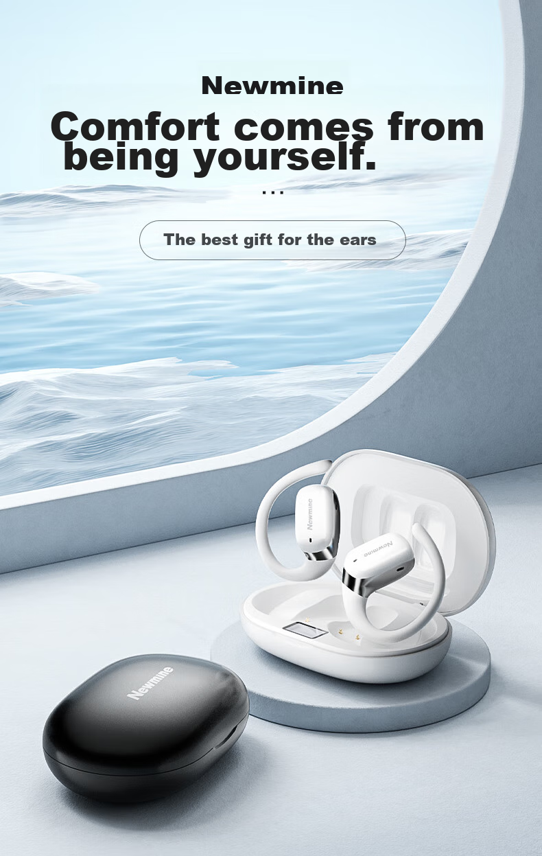 Беспроводные наушники Newmine LY29 Open-Ear, True Wireless, высокое качество звука, для спорта, бега, звонков, шумоподавление, совместимы с Apple, Xiaomi, Huawei, белые