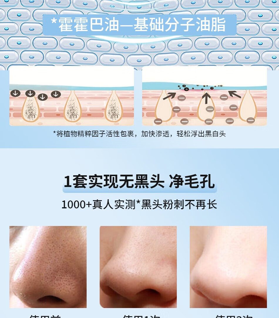 beauty notes去黑头鼻贴t区面膜护理套装男女深层清洁免撕拉猪鼻头贴 50g