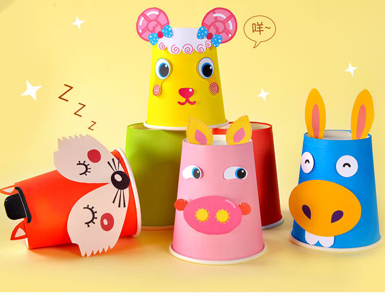 Детские наклейки JEPPE Handmade Sticker Cartoon Paper Cup Stickers, 3D развивающие игрушки, подарок для детского сада на Новый год
