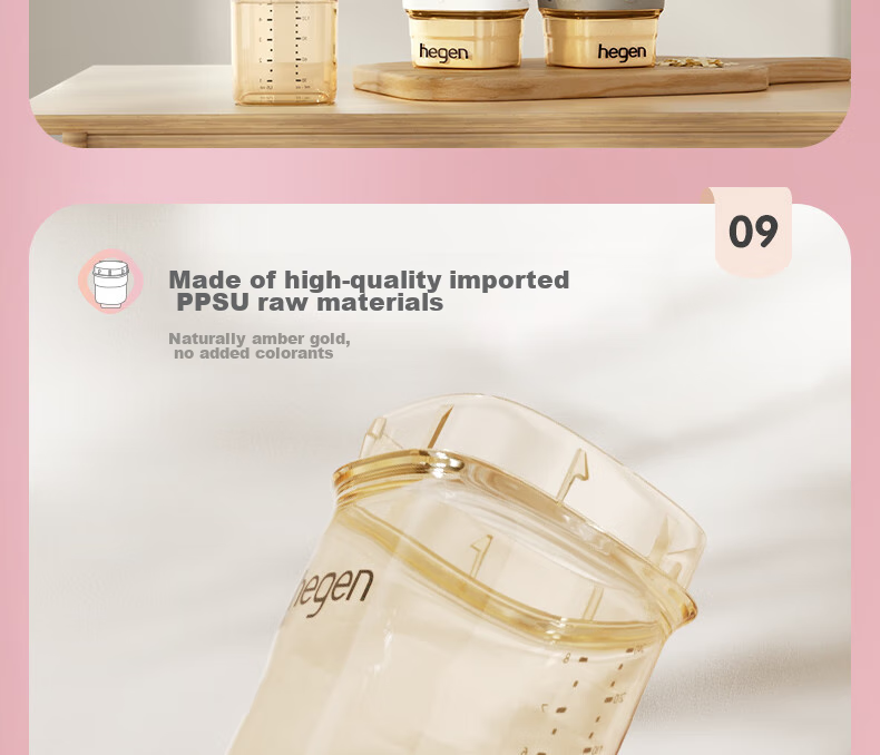 Бутылочка для кормления HEGEN Baby Bottle Set, PPSU, 150мл + 240мл, с крышками для хранения, набор из 2 шт., цвет "Morandi"