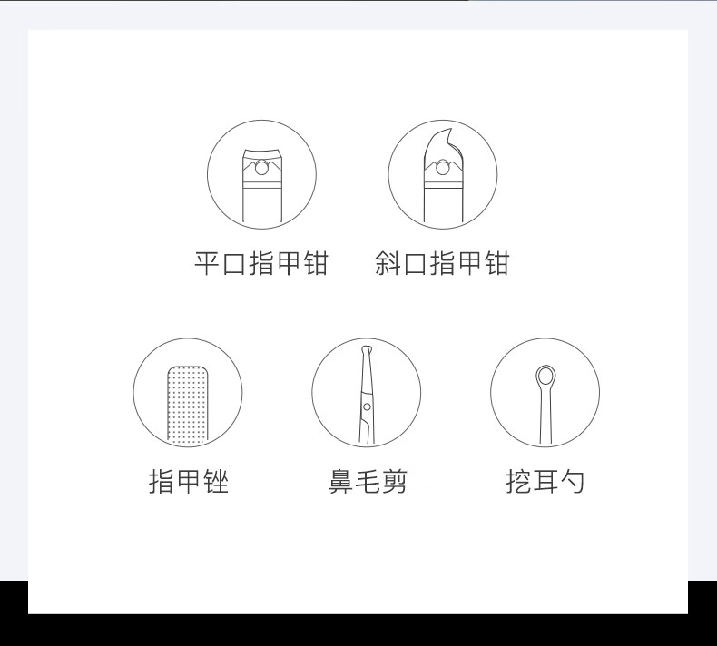 华纳林凯指甲刀套装工具5件套鼻毛剪刀鼻毛修剪器指甲剪全套指甲钳挖耳勺