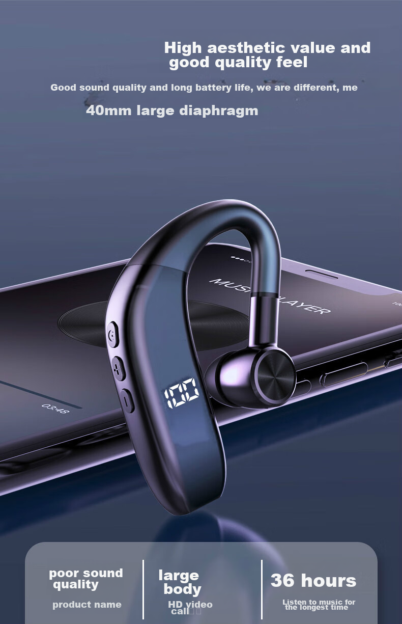 Беспроводные Bluetooth-наушники Guiyin A18 с ушным крючком, шумоподавлением и долгим временем работы, зарядный кейс, совместимы с Apple, Huawei, Xiaomi