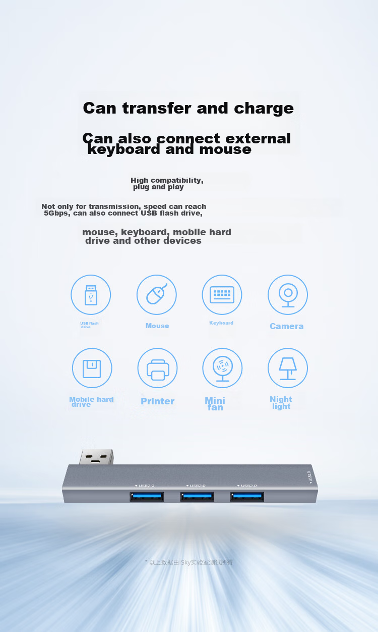 USB-хаб iSky, 4 порта USB 3.0, алюминиевый корпус, серый