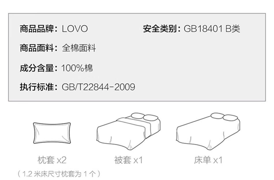 LOVO 罗莱生活旗下 乐蜗家纺床上三/四件套全棉纯棉被套床单双人套件 贴面亲亲-超柔床品 1.8米床(适配220×240被芯)