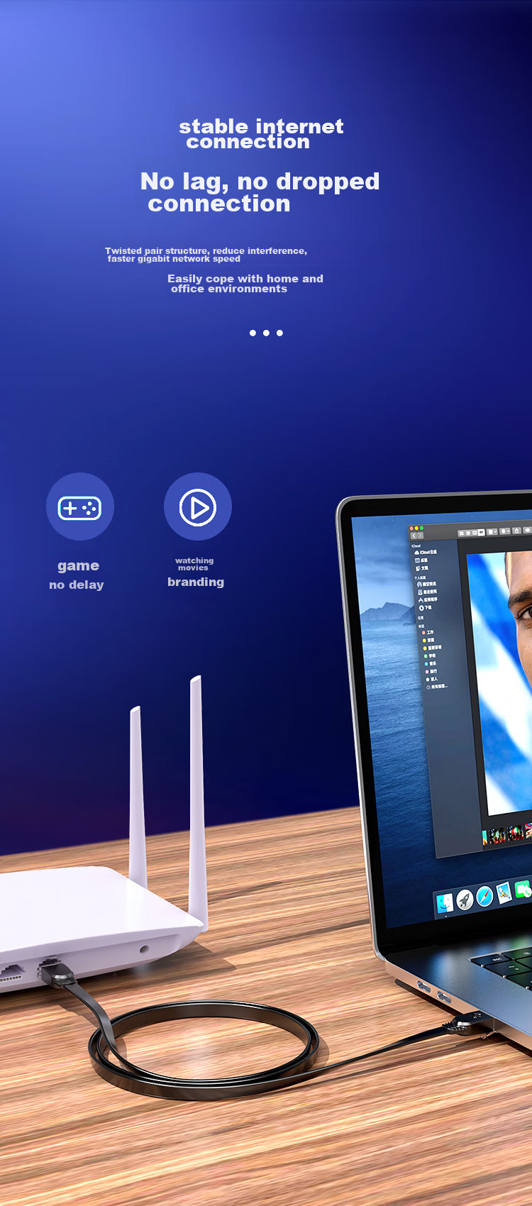 Сетевой кабель BIAZE CAT6 Ethernet, плоский медный провод 4 метра, гигабитный сетевой кабель для домашнего компьютера, неэкранированный сетевой соединительный кабель, готовый патч-корд