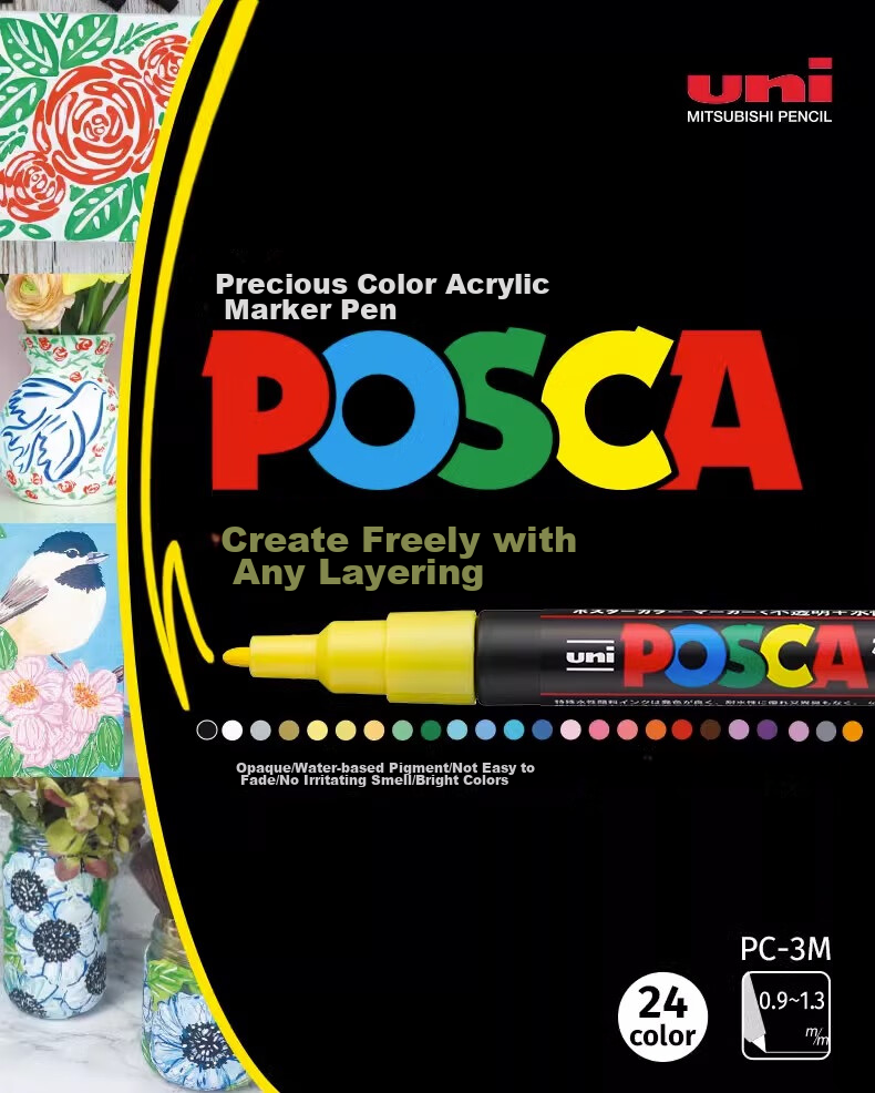 Акриловый маркер Uni Mitsubishi POSCA PC-3M, светло-розовый, 1 шт.