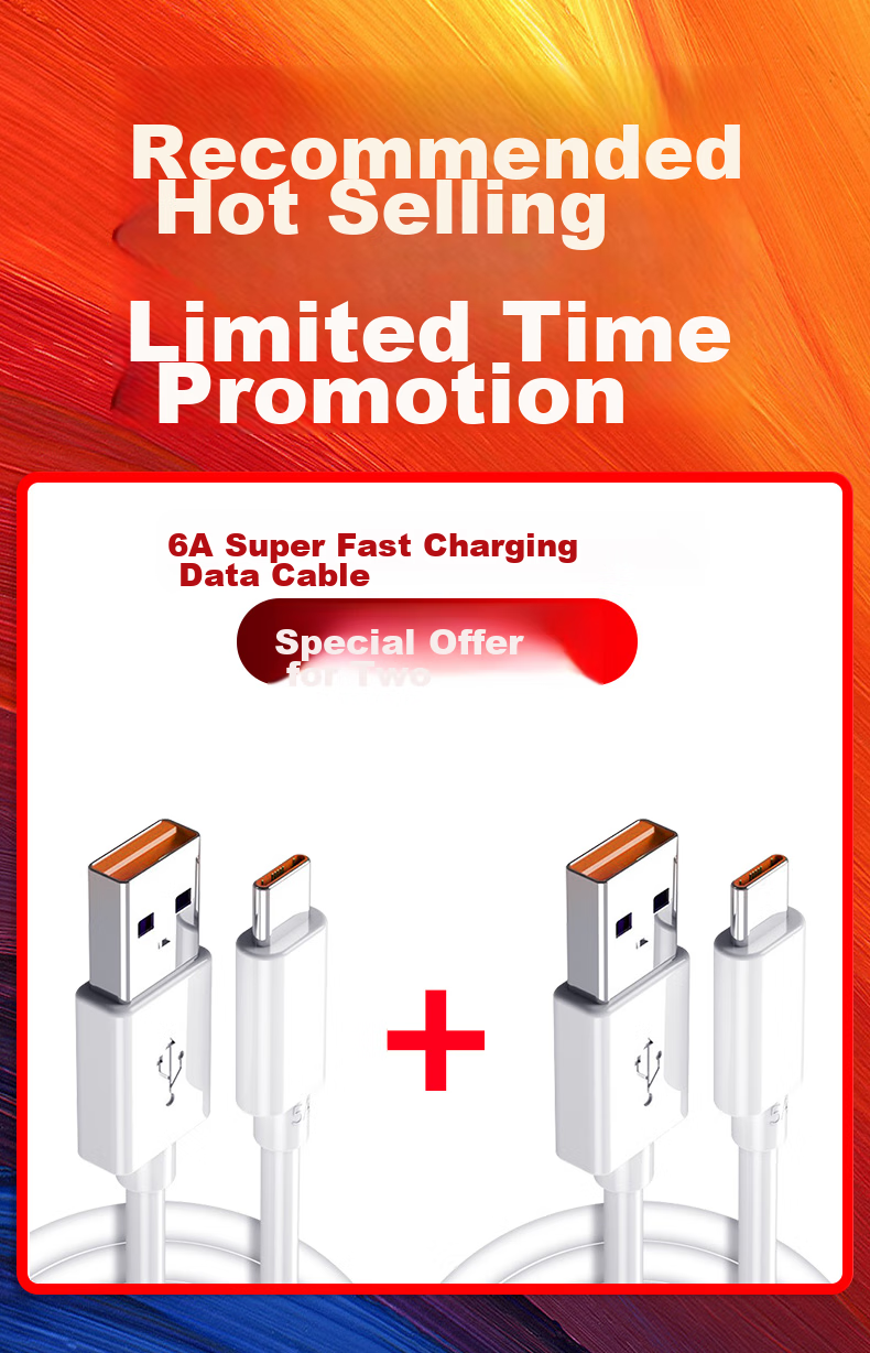 Кабель OKSJ Type-C, супербыстрая зарядка 6A, 66W/100W, для Huawei Honor Xiaomi Pura80/Mate70/60Pro/P50/40p30, 2 шт.