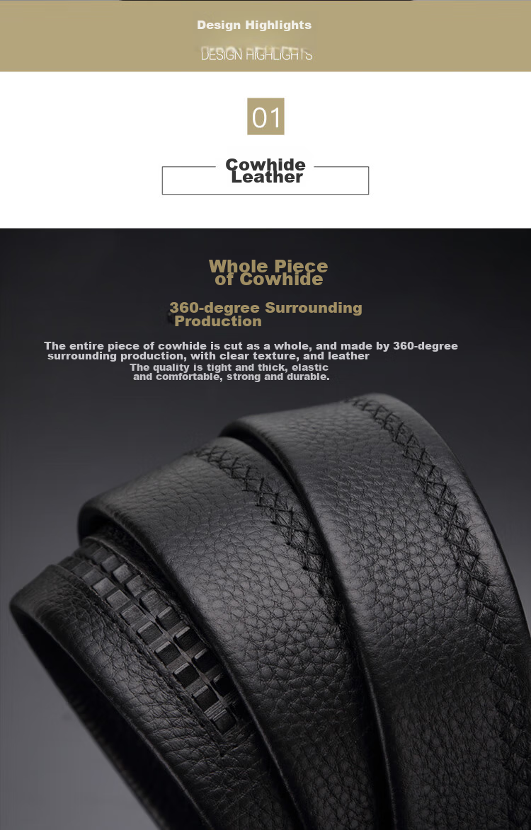 Ремень мужской CROCODILE из натуральной кожи, автоматическая пряжка, черный, 120 см