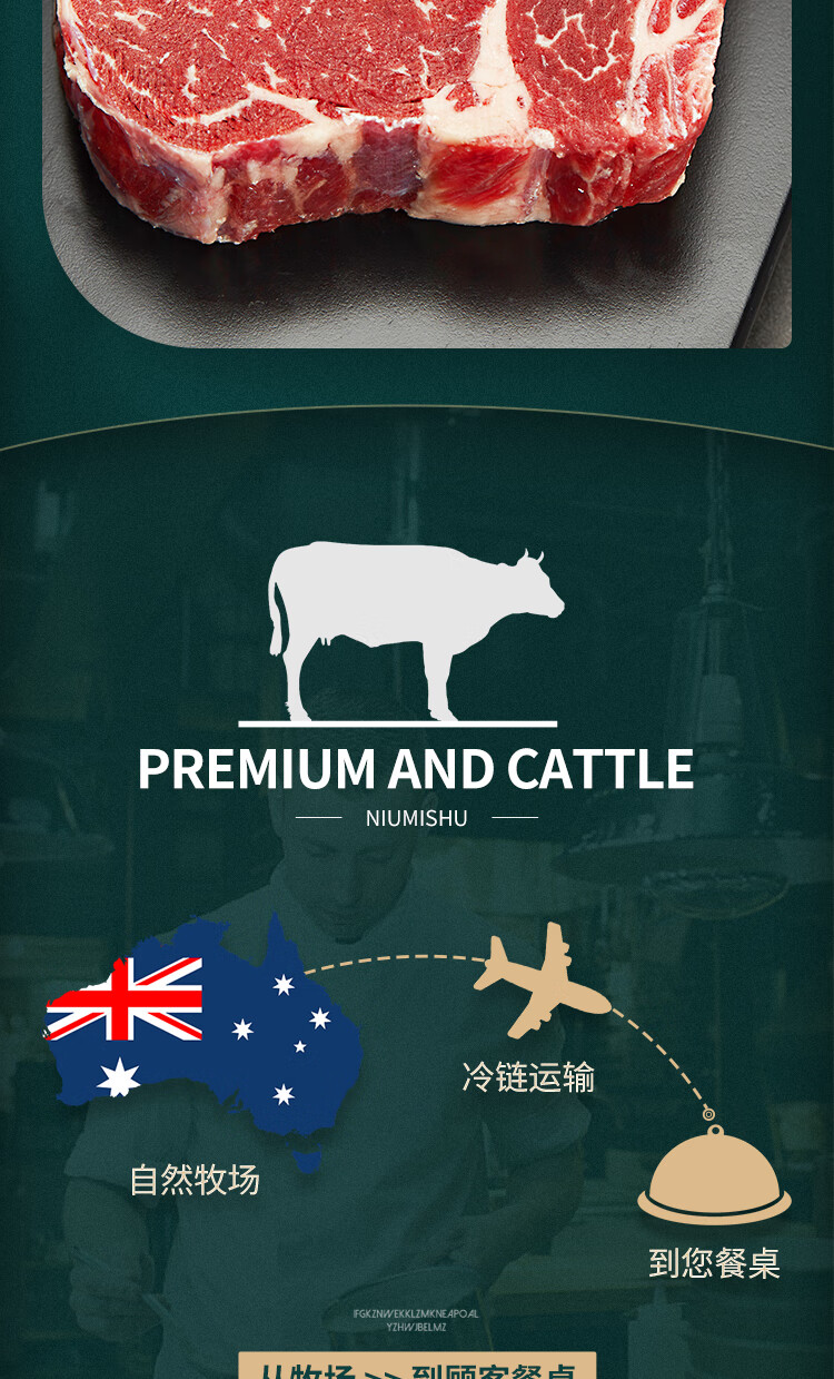 NIUMISHU牛秘书 原切牛排 澳洲安格斯小排（眼肉芯） 进口谷饲生鲜 儿童牛扒厚切  囤货 8片装1040g
