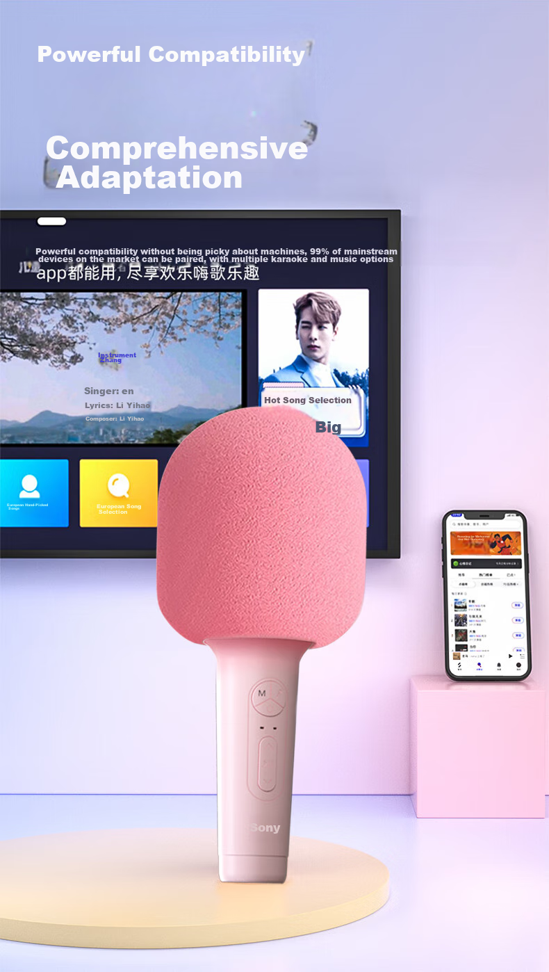 Беспроводной Bluetooth микрофон Soaiy MC27 для караоке и стриминга, с функцией изменения голоса, глубокий синий