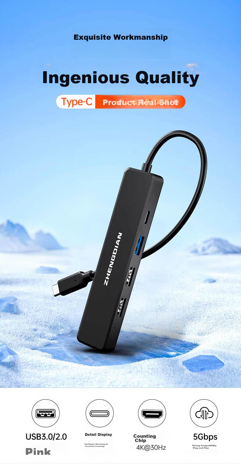USB-C хаб Acasis с USB 3.0, HDMI-адаптер 4K, быстрая зарядка PD, конвертер для Huawei, Apple