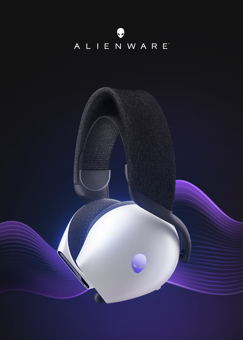 Игровые наушники Alienware AW725H Bluetooth Wireless Gaming Headset, полноразмерные, с микрофоном, три режима подключения, интеллектуальное шумоподавление, длительное время работы от аккумулятора