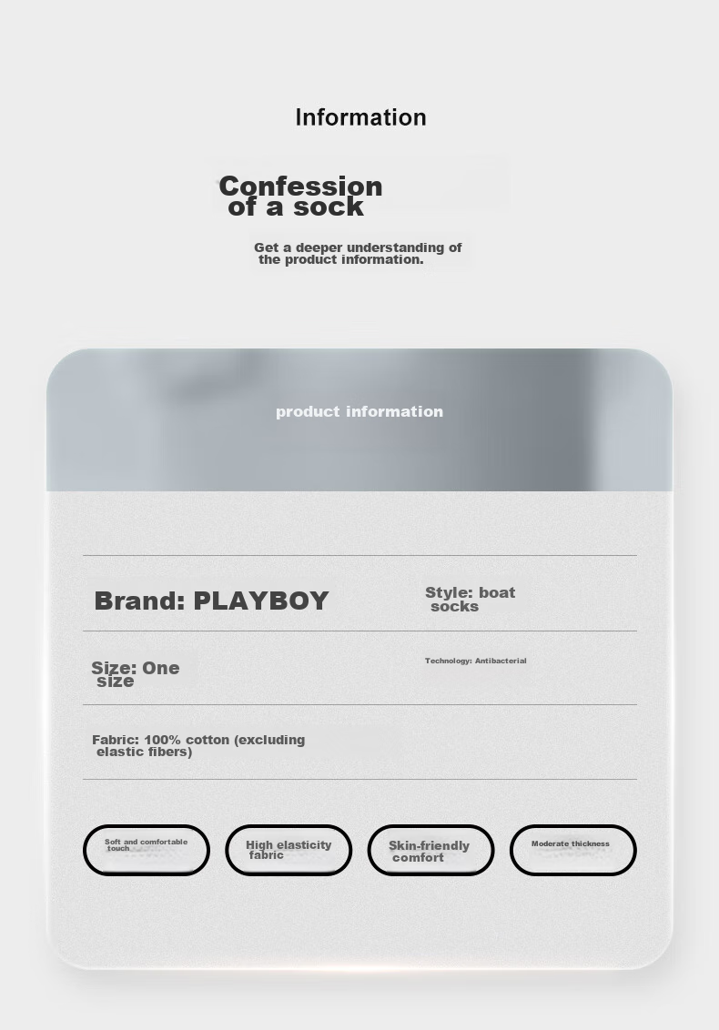 Мужские носки PLAYBOY, хлопковые, антибактериальные, короткие, невидимые, дышащие, впитывающие пот, 6 пар в упаковке, 6 белых