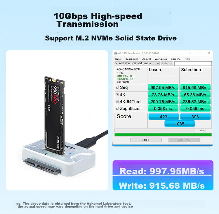 Внешний корпус AOKO AE28SL для M.2 NVMe/SATA SSD и 2.5/3.5" HDD/SSD, USB 3.2 Gen2, Type-C, серебристый